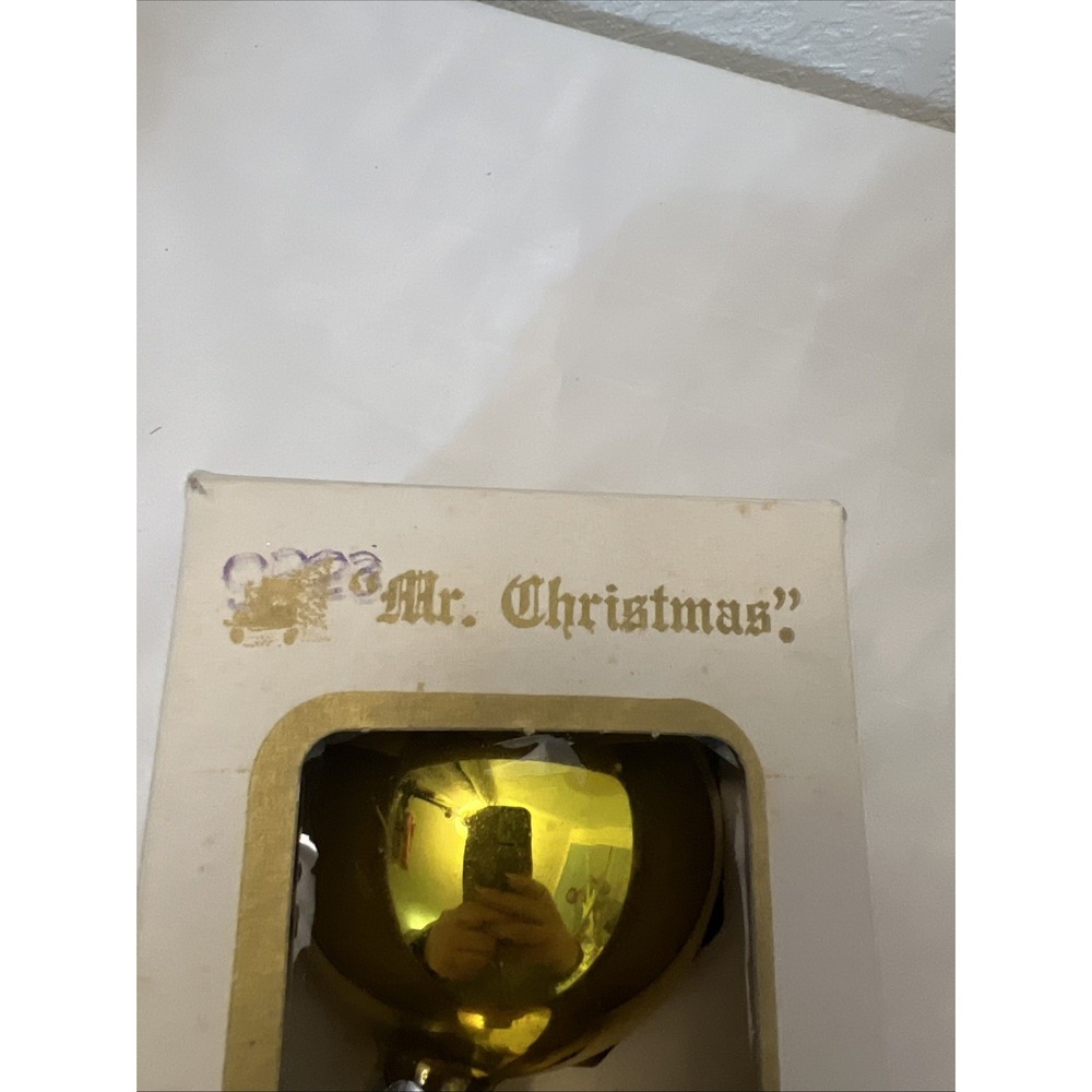 Mr Christmas 6 Gold Ball Glass Tree Ornaments 4" D‎ USA Original Box Vintage 60s - Picture 6 of 7
